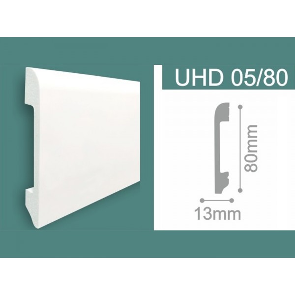 Plinta duropolimer UHD 05/80, alb, 240x8x1.3 cm, 12 bucati