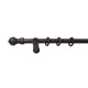 Stilgarnitur Gardinenstange Ares, Holz, moderner Träger,  Ø 28 mm, 1-Lauf, Komplettset mit Ringen, Wenge