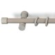 Stilgarnitur Gardinenstange Cafiro, Holz, moderner Träger, Ø 28 mm, 1-Lauf, Komplettset mit Ringen, Antikgrau