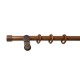 Stilgarnitur Gardinenstange Cafiro, Holz, moderner Träger,  Ø 28 mm, 1-Lauf, Komplettset mit Ringen, Walnuss