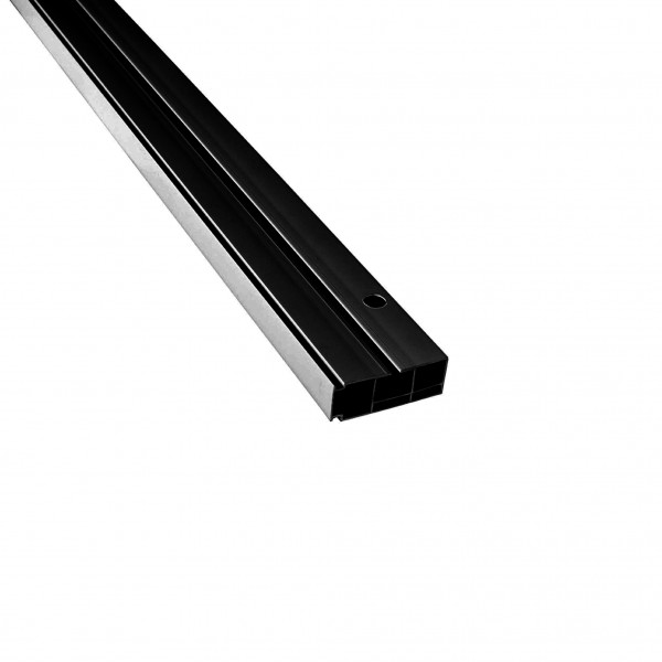 Vorhangschiene SH Set 1-läufig schwarz, Gardinenschiene, vorgebohrt m. Blende nuss 5cm, Komplettes Zubehör und Röllchen