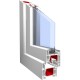 Fereastra PVC cu geam termopan, profil BASTIO+B30:AQ43N 70 - 5 camere izolare, alb, 100x100 cm, 1 canat fix, 1 canat oscilobatant, deschidere dreapta